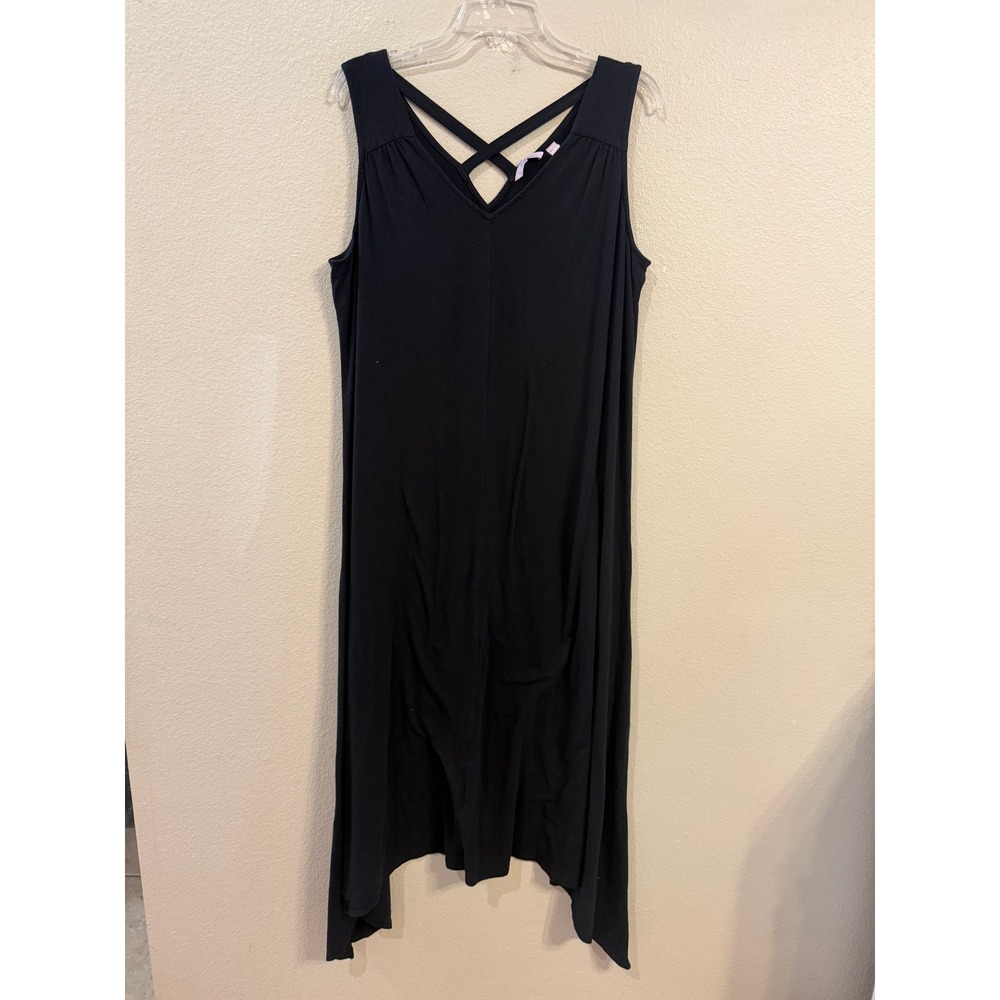 AnyBody Black Sleeveless Crisscross Back Handkerchief Hem Midi Dress XLT